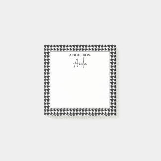 Post-it® Noir et blanc Houndstooth Nom personnalisé