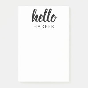 Post-it® Noir Et Blanc Minimal Moderne Bonjour Et Vous Nom
