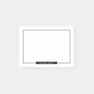 Post-it® Noir et blanc vierge avec nom personnalisé