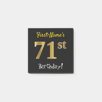 Noir, Faux Or 71ème Anniversaire, Avec Nom Personn