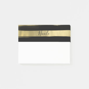 Post-it® Noir moderne & Brush or Brush Stroke Stripe Chic