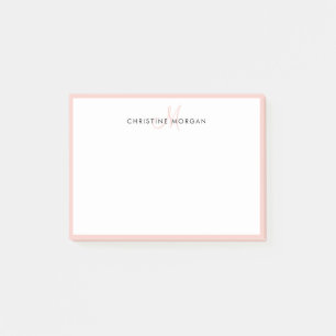 Post-it® Noir rose simple chic minimaliste nom monogramme