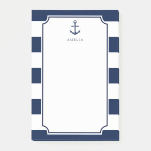 Post-it® Nom ancré  Thème marin bleu marine