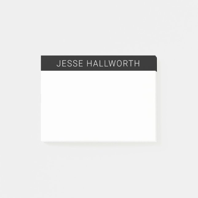 Post-it® Nom blanc moderne ou commerce en noir (Devant)