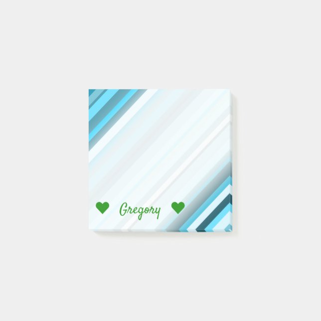 Post-it® Nom + Bleu d'inspiration océan/Turquoise/Aquarelle (Devant)