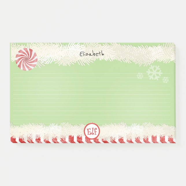 Post-it® Nom:  Christmas Elf Green Holiday Peppermenthe Amu (Devant)