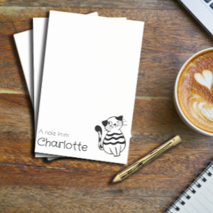 Post-it® Nom de chat de dessin animé noir blanc mignon