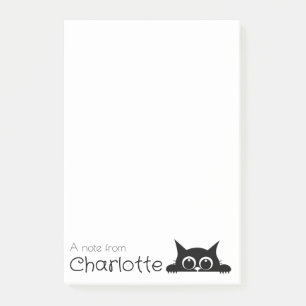 Post-it® Nom de chat de dessin animé noir mignon