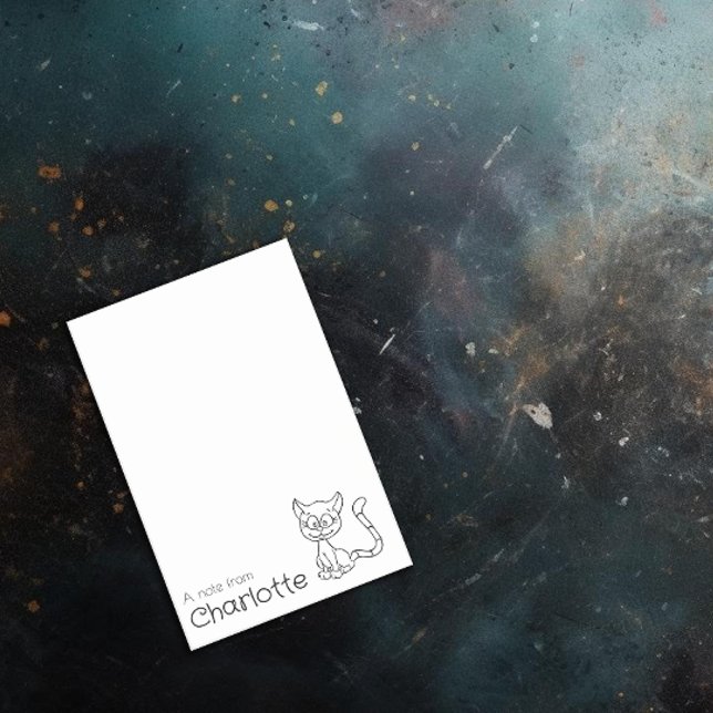 Post-it® Nom de chat de dessin animé noir mignon (Créateur téléchargé)