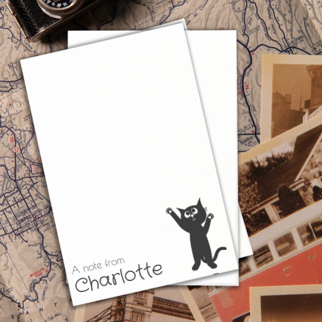 Post-it® Nom de chat de dessin animé noir mignon (Créateur téléchargé)