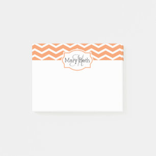 Post-it® Nom de Chevron blanc orange frais Monogramme