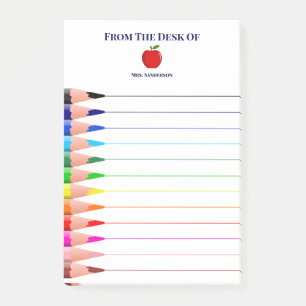 Post-it® Nom de l'enseignant de l'école Pencils Linked Post