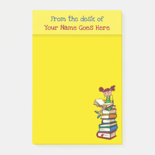 Post-it® Nom de l'enseignant note livre jaune amusante fill