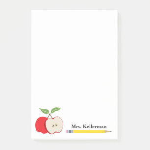 Post-it® Nom de l'enseignant Red Apple Yellow Pencil School