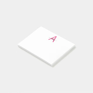 Post-it® Nom de monogramme de script minimaliste rose chaud