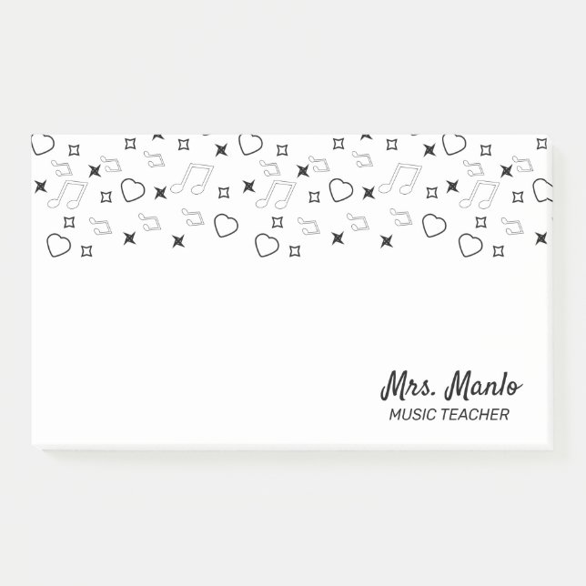 Post-it® Nom de script de professeur de musique notes de mu (Devant)