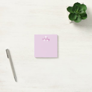 Post-it® Nom de script & monogramme Magenta & Violet clai