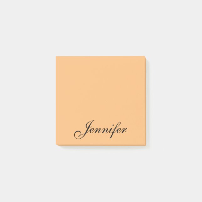 Post-it® Nom de script noir orange personnalisé (Devant)