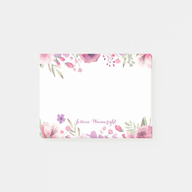 Post-it® Nom de script Roses aquarelle (Devant)
