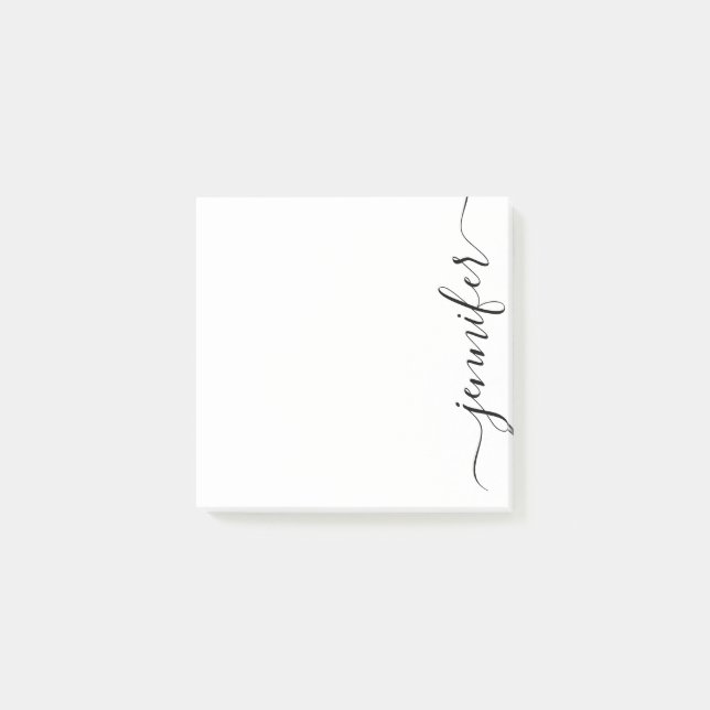 Post-it® Nom de script tendance, noir blanc personnalisé (Devant)