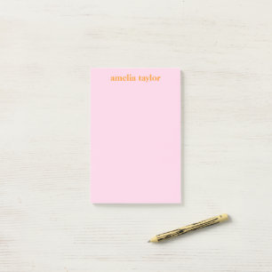 Post-it® Nom d'enseignant personnalisé rose et orange