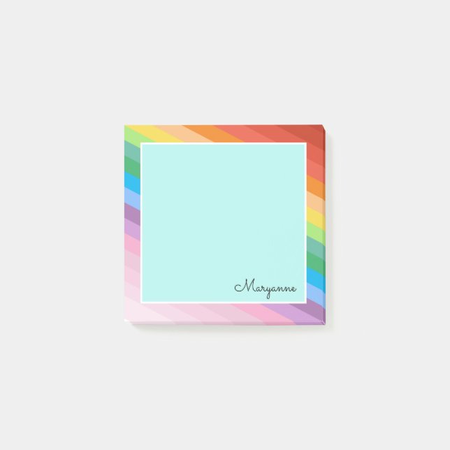 Post-it® Nom des bandes de couleur arc-en-ciel personnalisé (Devant)