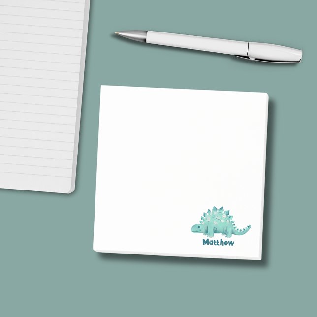 Post-it® Nom des enfants dinosaures (Personalised kids dinosaur post is notes with illustrated stegosaurus design.)