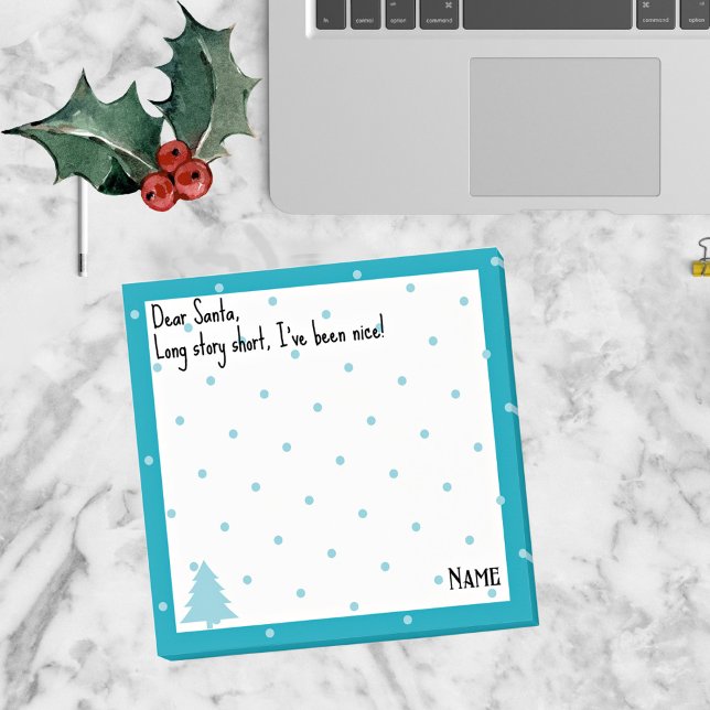 Post-it® Nom, Drôle Cher Père Noël Pois Bleus (Créateur téléchargé)