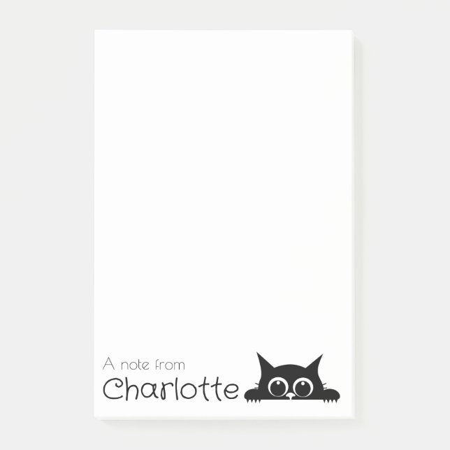 Post-it® Nom du chat de dessin animé noir mignon (Devant)