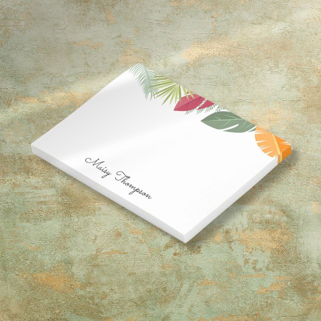 Post-it® Nom du monogramme de la frontière florale tropical (Tropical Floral Border Monogram Name Post-it Notes)