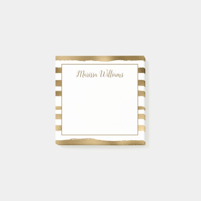 Post-it® Nom du monogramme des bandes d'or (Devant)