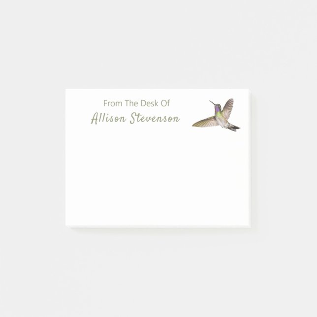 Post-it® Nom du monogramme minimal du colibri volant (Devant)