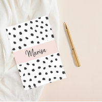 Nom du monogramme moderne | Points rose et noir Pa