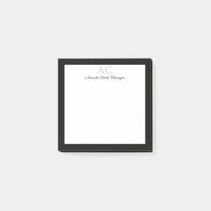 Post-it® Nom du monogramme personnalisé noir et blanc