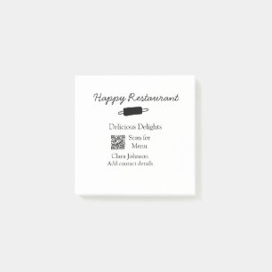 Post-it® Nom du restaurant scan QR menu ajouter les coordon