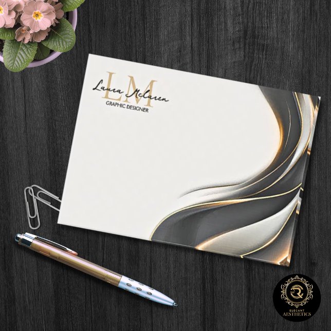 Post-it® Nom en écriture monogramme doré Professionnel (Gold Monogram Script Name Professional Post-it Notes)
