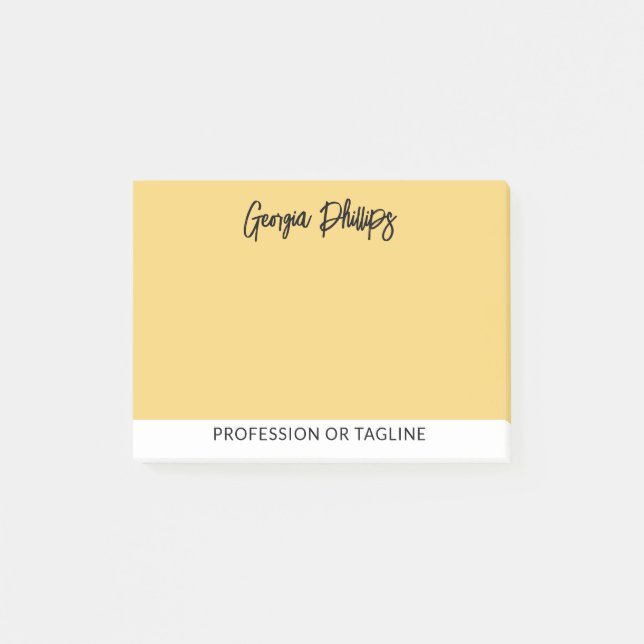 Post-it® Nom et profession jaune doux de base moderne (Devant)