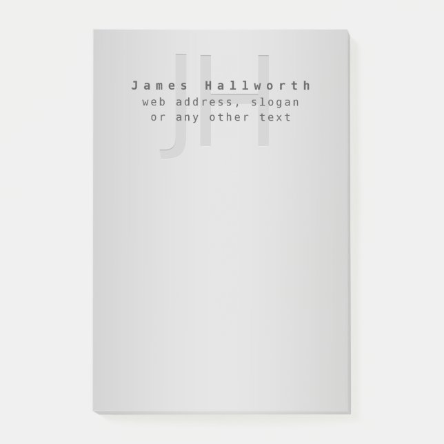 Post-it® Nom et Slogan modifiable moderne | Gradient gris (Devant)