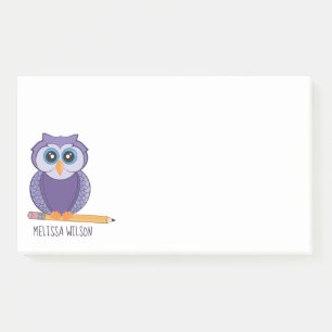 Post-it® Nom fait sur commande pourpre mignon du hibou   de