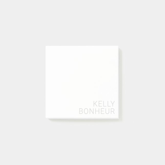 Post-it® Nom gris clair moderne en blanc (Devant)