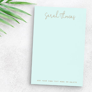 Post-it® Nom manuscrit moderne bleu aqua clair
