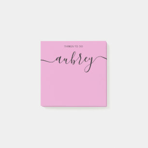 Post-it® Nom manuscrit simple et moderne Pink Notes
