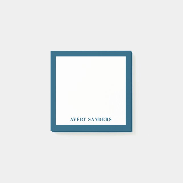 Post-it® Nom Moderne Simple Bordure Bleue (Devant)