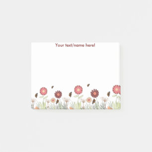 Post-it® Nom monogramme floral bordeaux peint