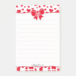 Post-it® Nom: Motif au hasard des Coeurs rouges de Valentin
