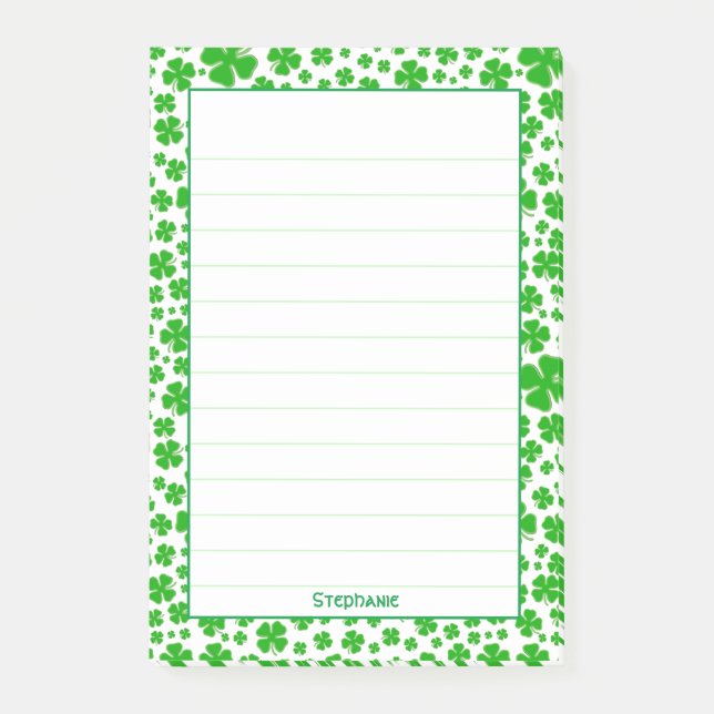 Post-it® Nom:  Motif Shamrock de St Patrick Green Random (Devant)