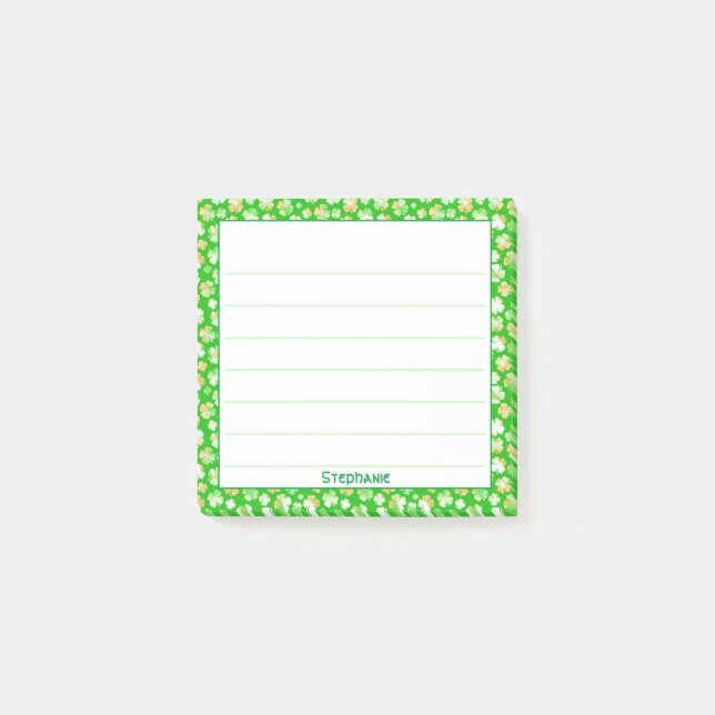 Post-it® Nom:  Motif Shamrock St Patrick's Green Orange (Devant)