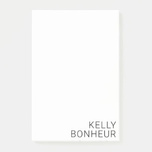 Post-it® Nom noir moderne en blanc