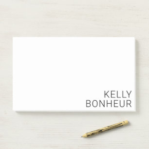 Post-it® Nom noir moderne en blanc