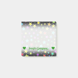 Post-it® Nom personnalisable ; Motif d'étoiles colorées et 
